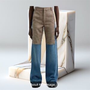 Stella McCartney Two-Tone Denim & Tweed Boyfriend Jeans